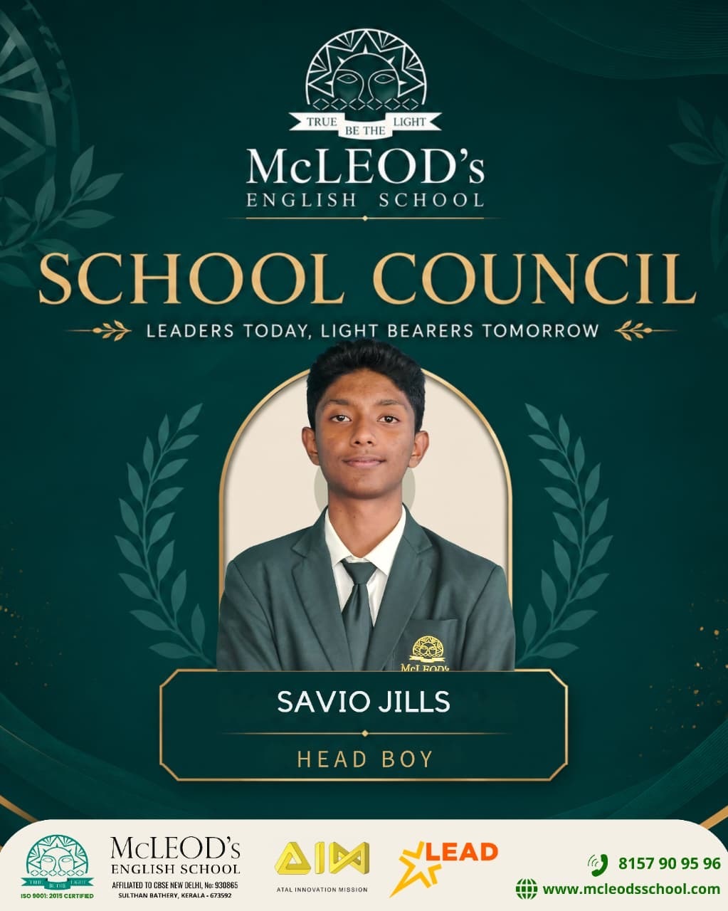 Savio Jills - Head Boy