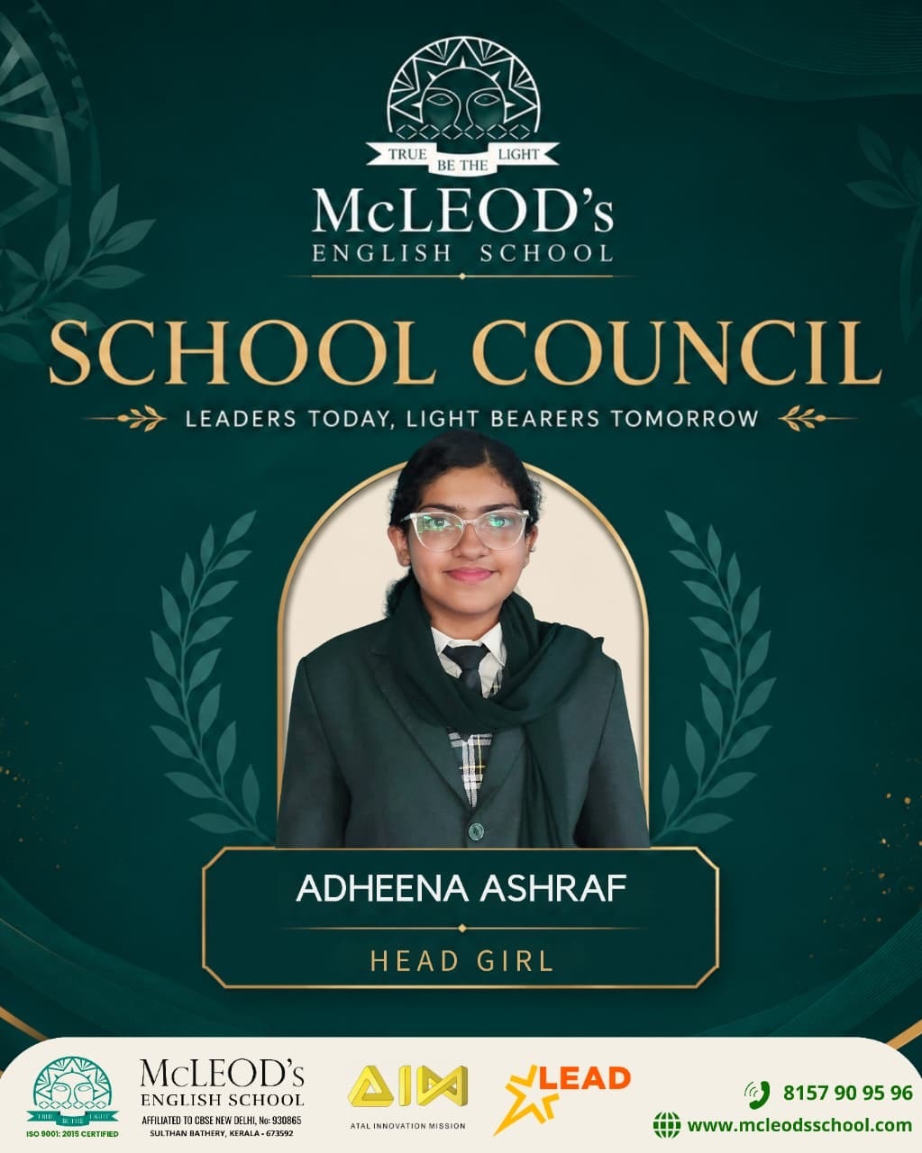 Adheena Ashraf - Head Girl