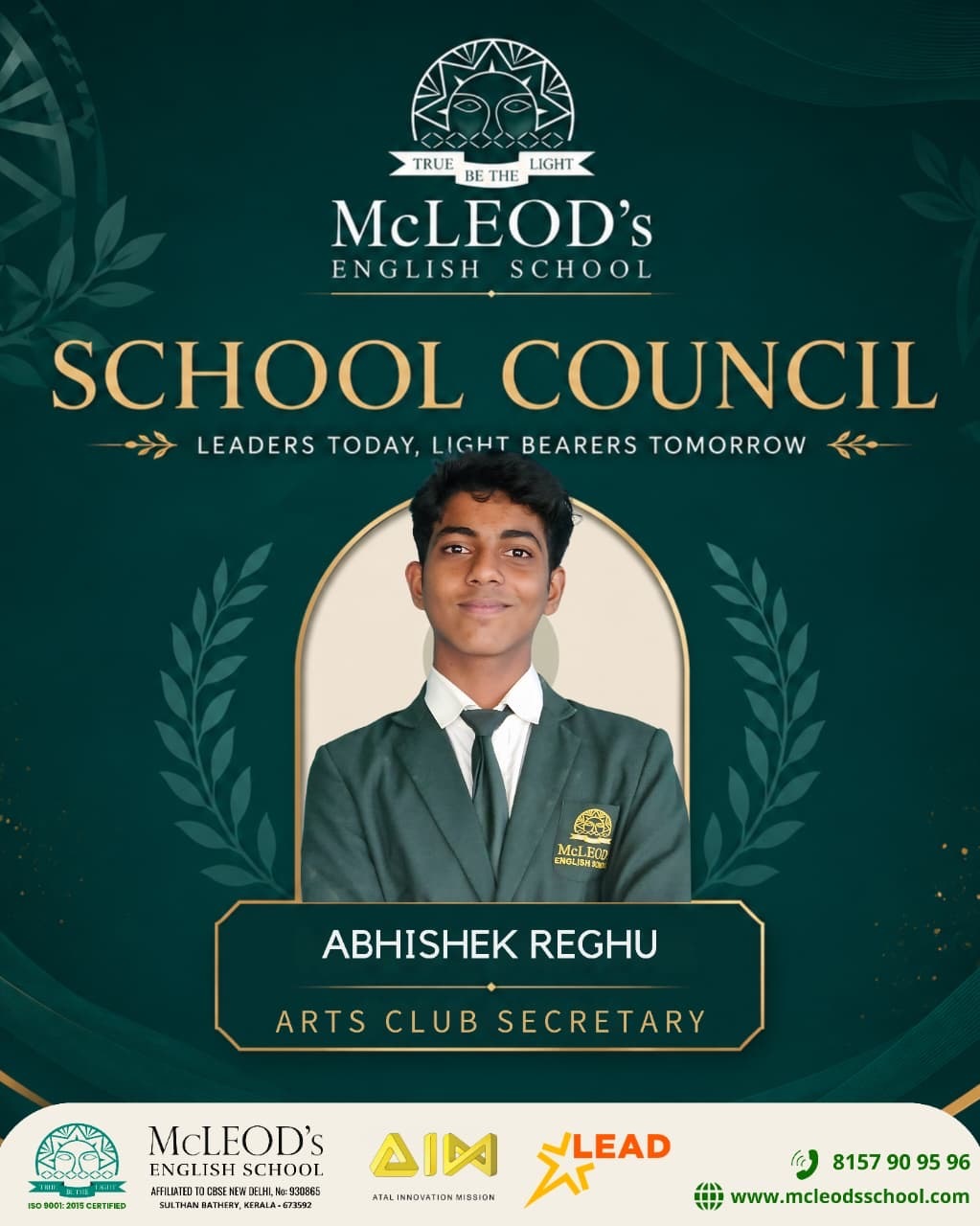 Abhishek Reghu - Arts Club Secretary