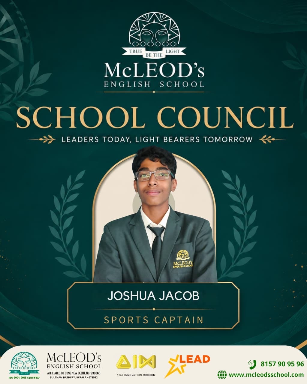 Joshua Jacob - Sports Captain