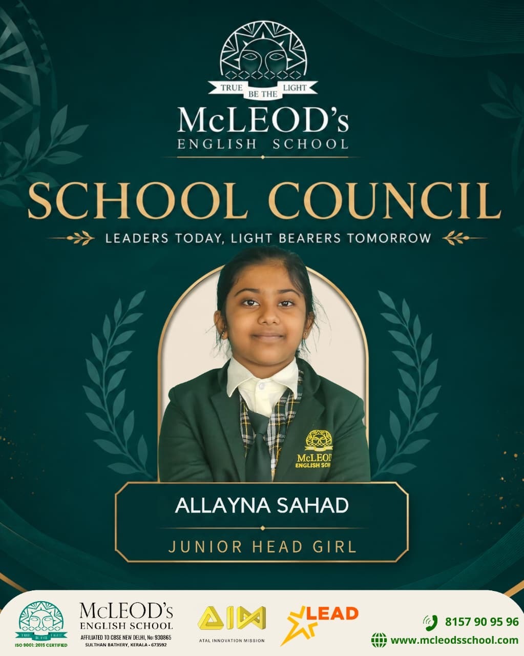 Allayna Sahad - Junior Head Girl